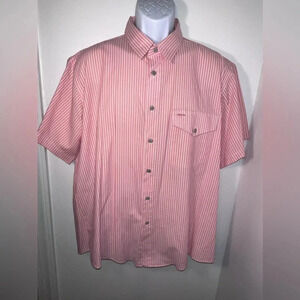 The Fox Collection, XL, striped short sleeve button front single button pocket